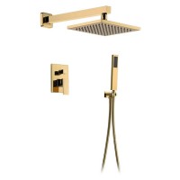 Luxury Brushed Gold Wall Mounted Three Functions Shower Hose Mixer Tap Bathtub Faucet Taps Mixer