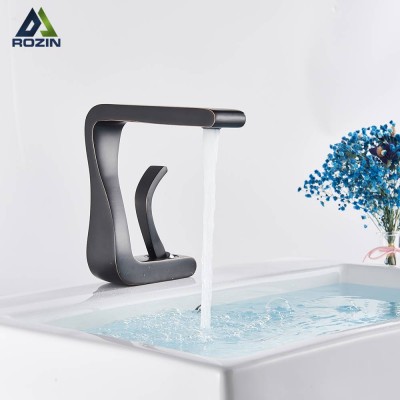 Rozin Bathroom Basin Sink Faucet Single Lever Hot Cold Water Tap Deck Mounted Brass Bathroom Mixers Single Hole Tap