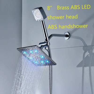 New Designs 8 Inch Brass Chrome Wall Mounted Rainfall LED Shower Head ABS Handshower