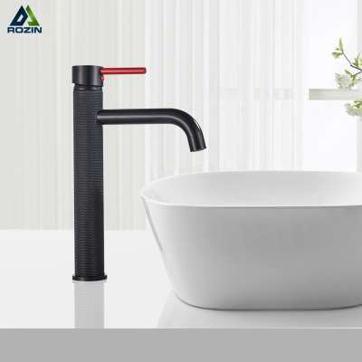 Rozin Matte Black Basin Sink Faucet Slim Bathroom Washbasin Water Mixer Tap Hot Cold Water Basin Crane Tap Bathroom Tap