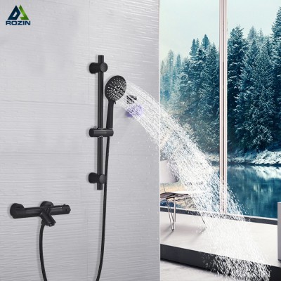 Rozin Matte Black Bathtub Shower Faucets Wall Mount Shower Mixer Tap Faucets Hot Cold Bath Shower Tap BaRobinet Baignoire