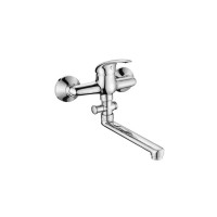 Convenient Brass faucet Chrome finish tap with separator  Single lever handle wall mounted bathtub mixer