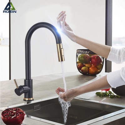 Rozin Black Gold Sensor Kitchen Faucets Sensitive Smart Touch Control Faucet Mixer Tap Touch Sensor Smart Kitchen Taps