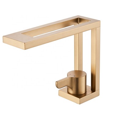 Matte Gold Waterfall Faucet Nordic Style Geometric Vision Design Bathroom Sink Mixer Single Lever One Hole Basin Washing Tap